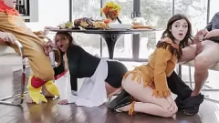 Play A Steamy Thanksgiving Taboo: Young Teen Gets Fucked by Her Stepmom and Stepdad in a Wild Family Orgy