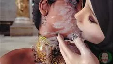 Créole sexy avec de beaux cheveux bouclés qui suce super bien la bite